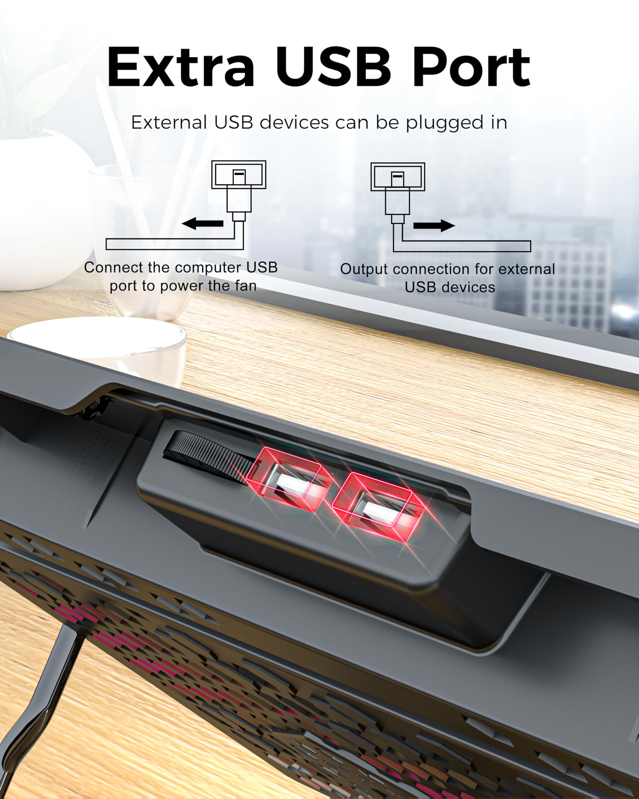 Laptop Cooling Pad for 17.3" Notebook, Red 5 Fans