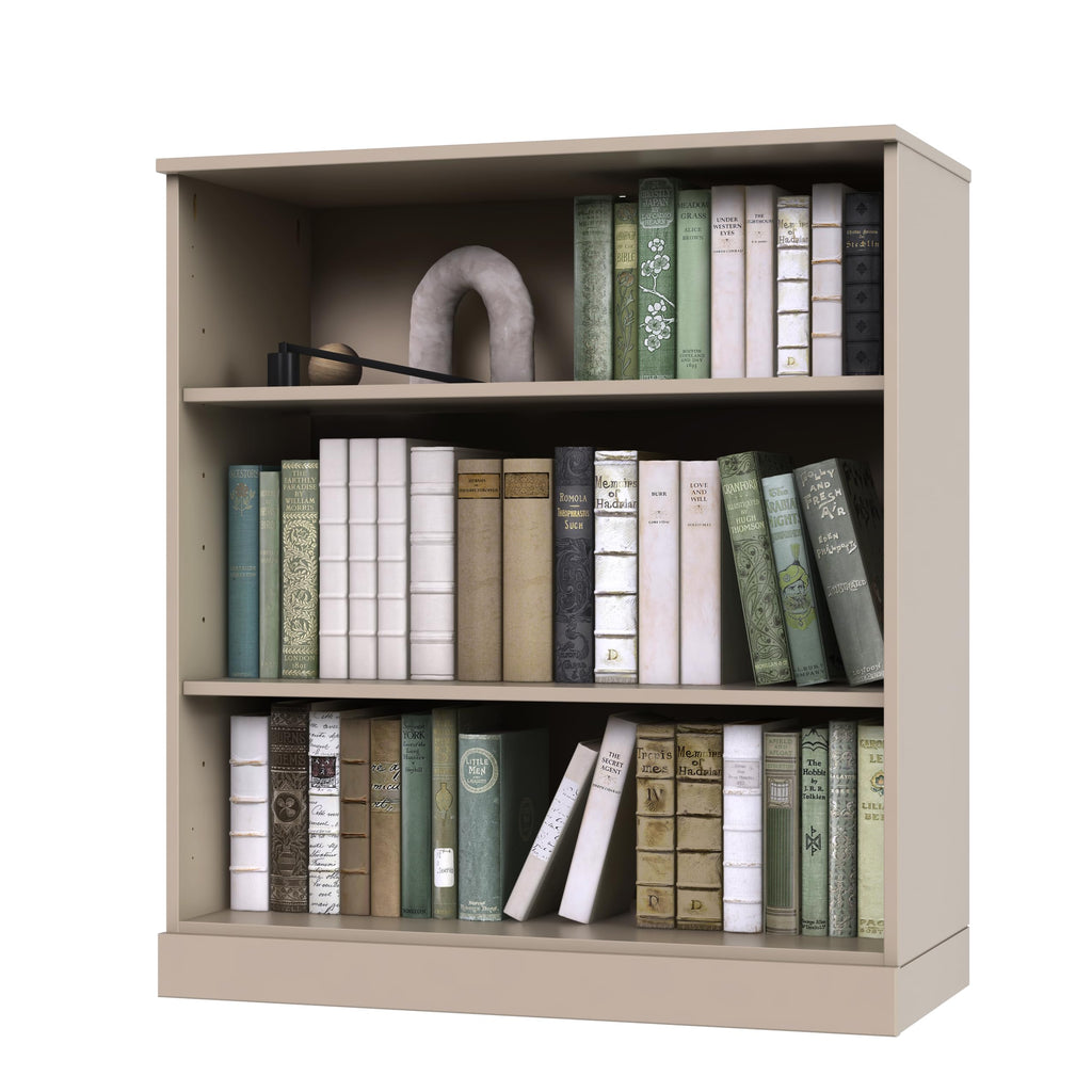 Solid Wood Bookcase - 3 Tier Floor Standing Bookshelf - 36" Short Storage Shelf, 32” Wide - Beige, Display Furniture for Living Space, Renewable 100% Eco-Friendly Wood, Made in Brazil