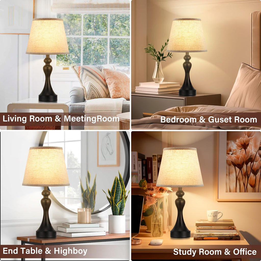 Touch Lamps for Nightstand, 3 Way Dimmable Bedside Lamps with USB C+A Ports