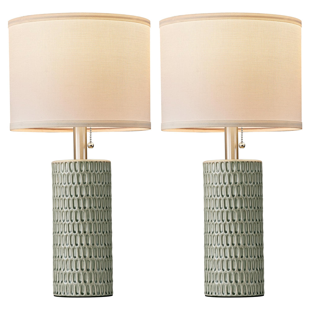 Modern Table Lamps Set of 2, Bedside Lamps for Nightstands, Green