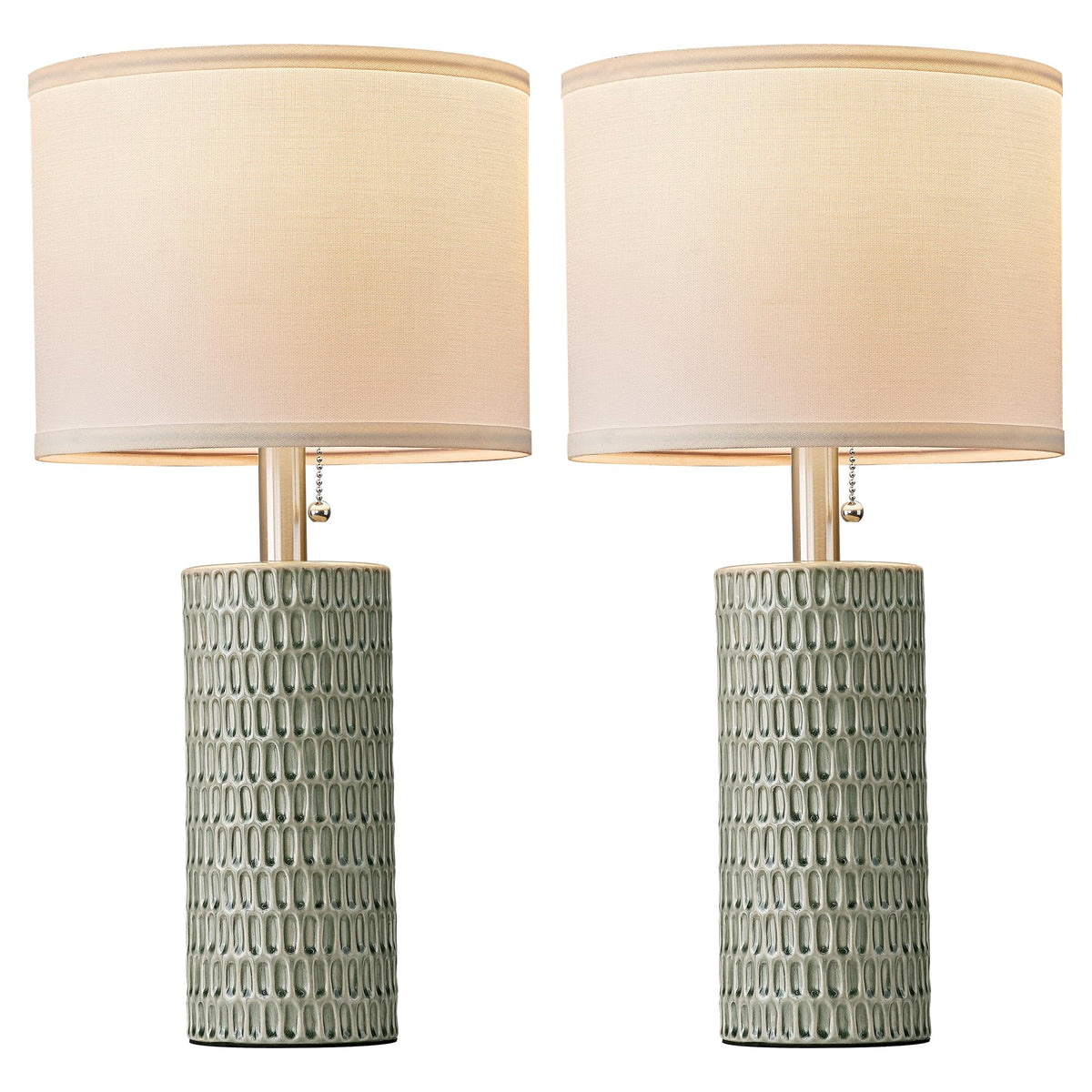 Modern Table Lamps Set of 2, Bedside Lamps for Nightstands, Green
