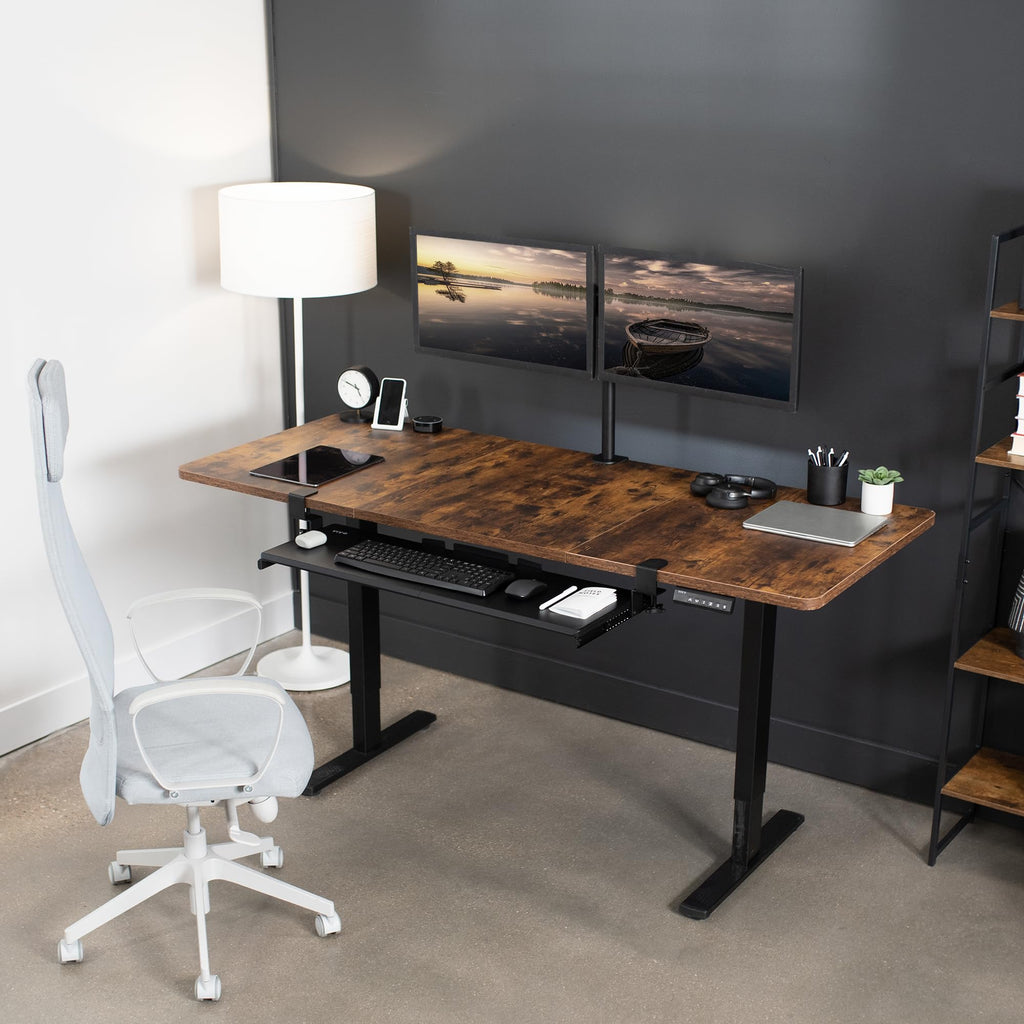 Extra Long Clamp-on Computer Keyboard and Mouse Under Desk Slider Tray, 34 x 11 inch Pull Out Platform Drawer, Black