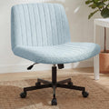 Criss Cross Chair Wheels Vanity Chair Office Desk Comfy Wide Cross Legged Armless Teddy Fabric Adjustable Swivel for Home Computer Task (Blue, Teddy Fleece)