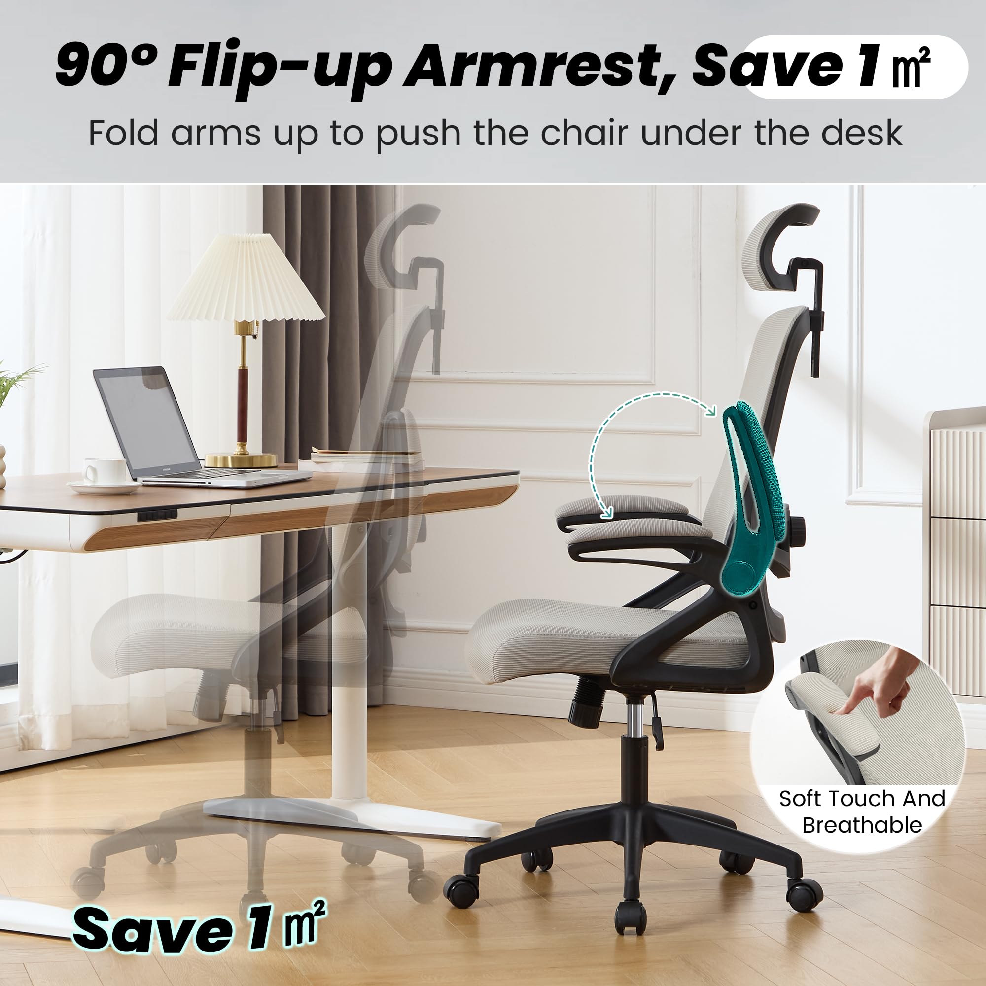 Ergonomic Office Chair, 400 LBS Computer Chairs with Adjustable Lumbar Support, Breathable Mesh Desk Chair Ergonomic with Thickened Cushion, Comfy Home Office Desk Chair (Dark Gray)