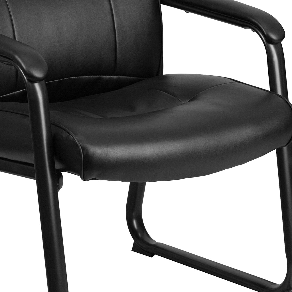 Hercules Series Big & Tall Leather Soft Executive Side Reception Chair, Padded Lobby Chair with 500-lb. Static Weight Capacity, Black