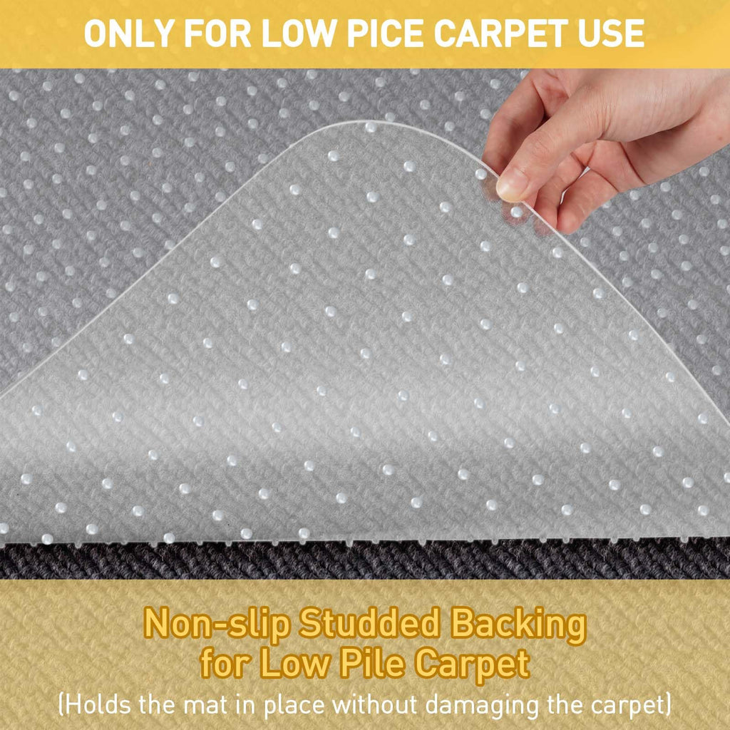 Heavy Duty Office Chair Mat for Carpet Floors & Desk Mat for Carpeted Floors - Clear Floor Protector with Extended Lip | Slip-Resistant, Easy Glide 36"x48" for Low/Flat Pile - Home, Office & Gaming