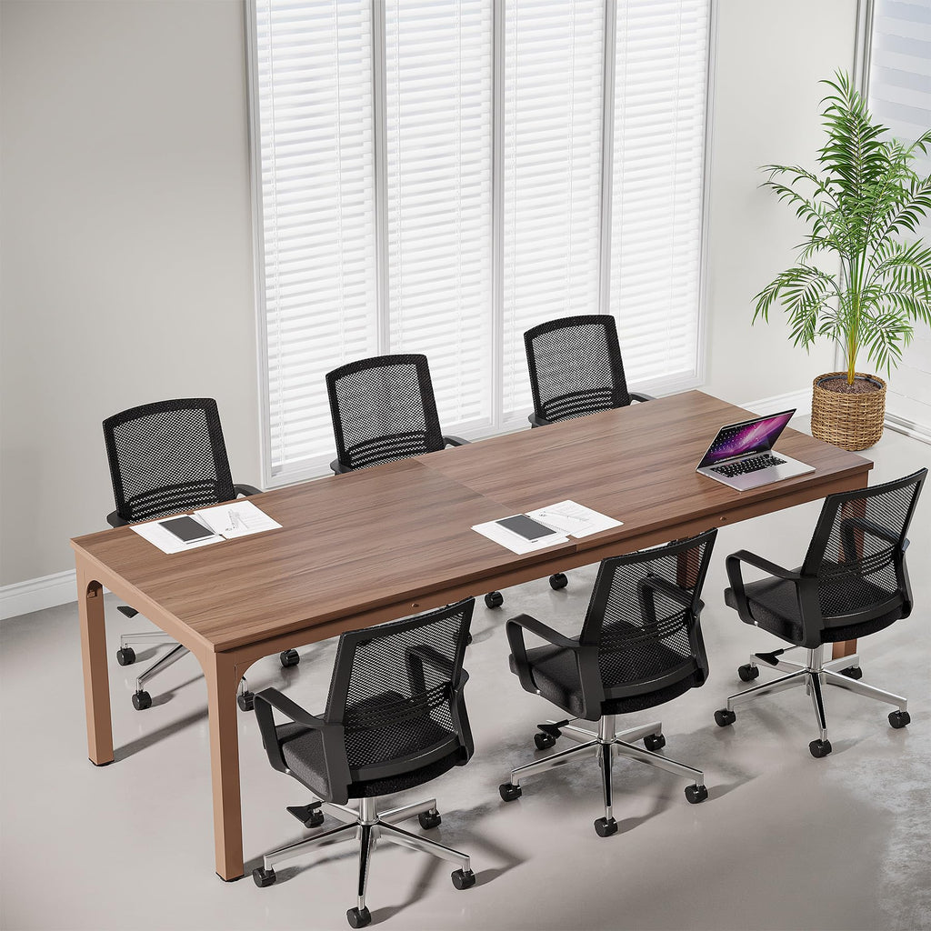 6.5 FT Conference Room Table, 78.74" W x 27.56" D Large Office Conference Table, Modern Seminar Meeting Table Desk for Boardroom, Meeting Room (1, Walnut)