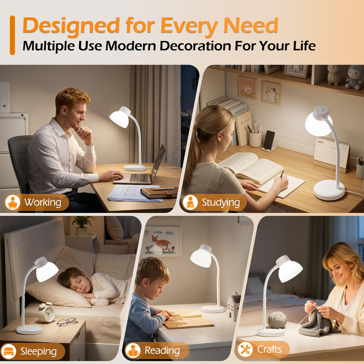 Desk Lamps for Home Office,Small LED Reading Lamp,5000K Eye-Care Desk Light