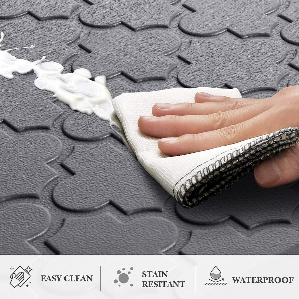 Mat [2 PCS] Cushioned Anti-Fatigue Floor Mat Water Resistant Non-Skid Kitchen Mats and Rugs Ergonomic Comfort Foam Kitchen Rugs Standing Mat for Floor Office Sink (Grey,20"x30"+20"x47")