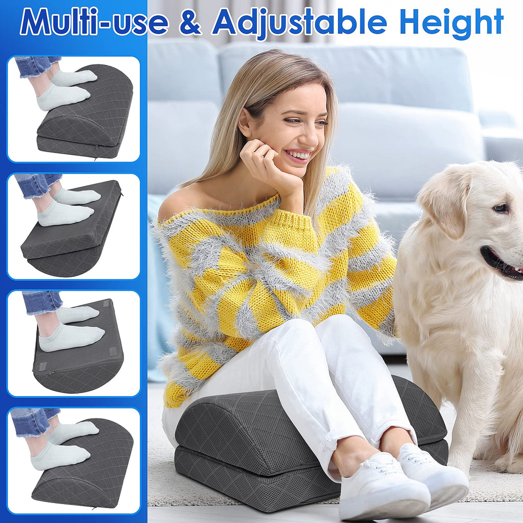 Foot Rest,Desk & Gaming Accessories,Foot Rest for Under Desk at Work,Comfortable Footrest with 2 Adjustable Heights & Removable Cover, Office Desk Accessories（Gray-20 in）