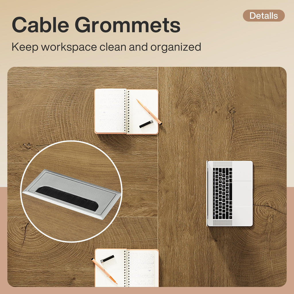 Conference Table, 8ft Conference Room Table for 10 People, Large Meeting Desk with Cable Grommet, Modern Boardroom Table for Office Conference (4, Brown)