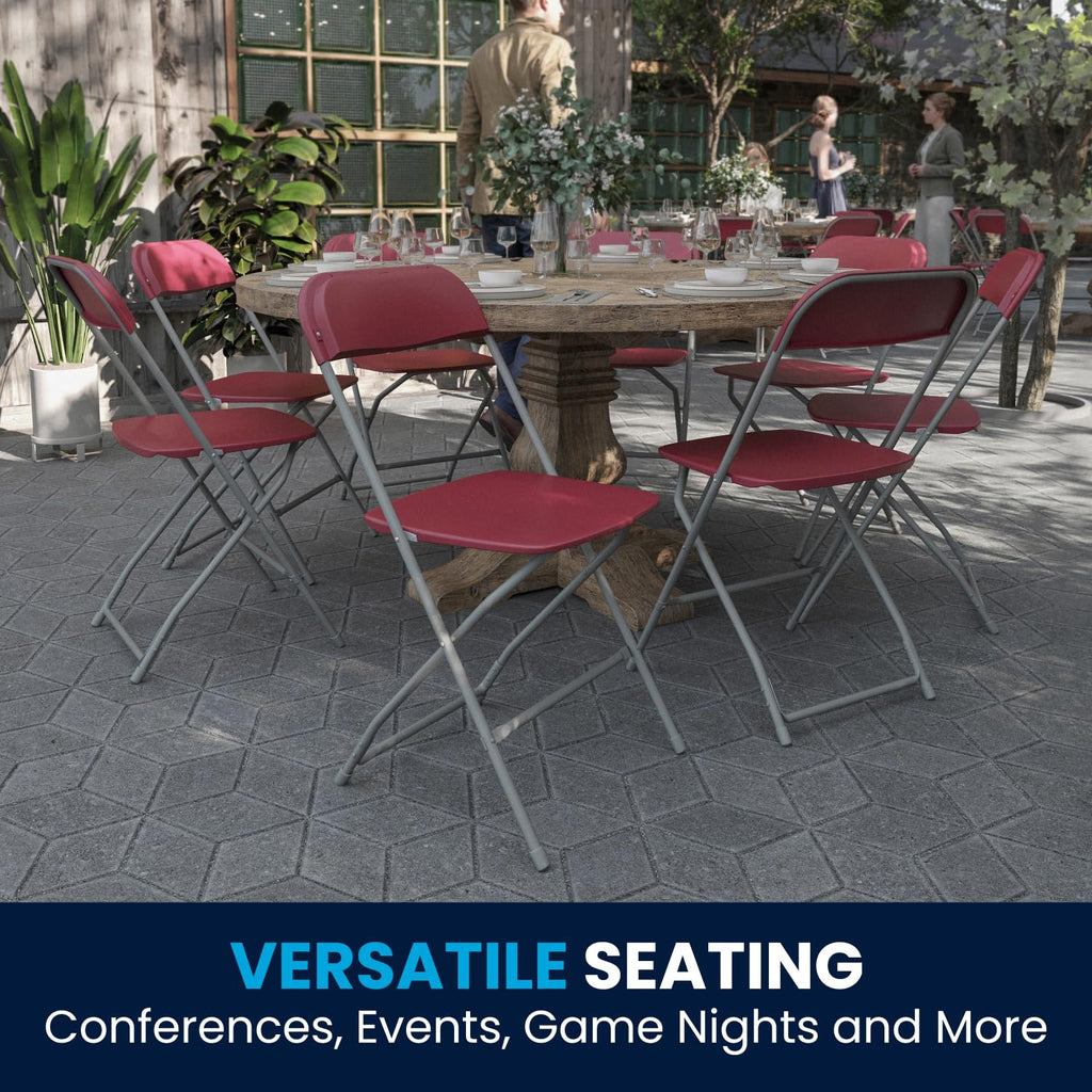 Hercules Series Plastic Folding Chair - Red - 650LB Weight Capacity Comfortable Event Chair - Lightweight Folding Chair