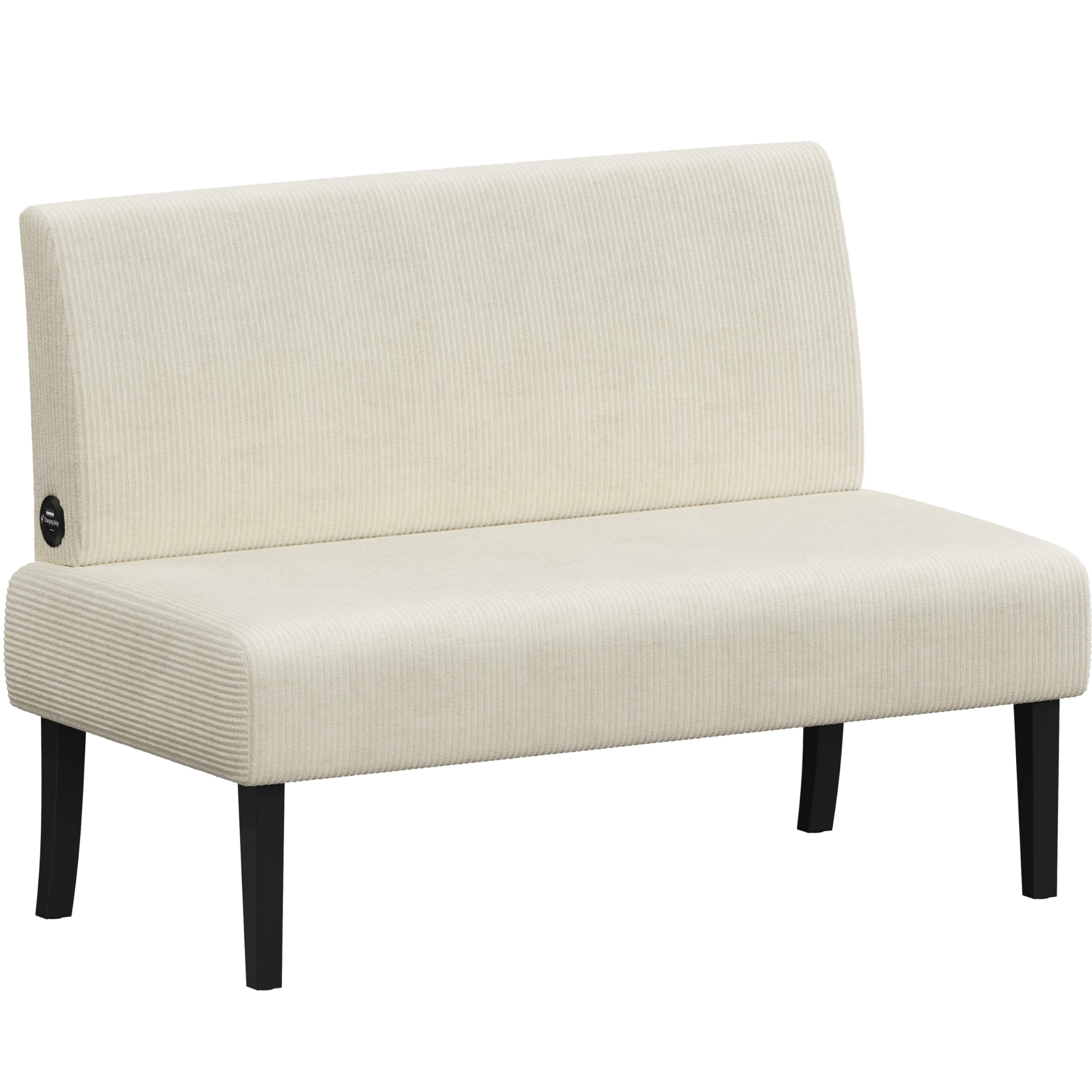 Small Mini Sofa Couch Armless Loveseat Futon for Bedroom, Corduroy Fabric & Easy Assembly, for Small Spaces Living Room,Dorm,Office,Apartment, Beige