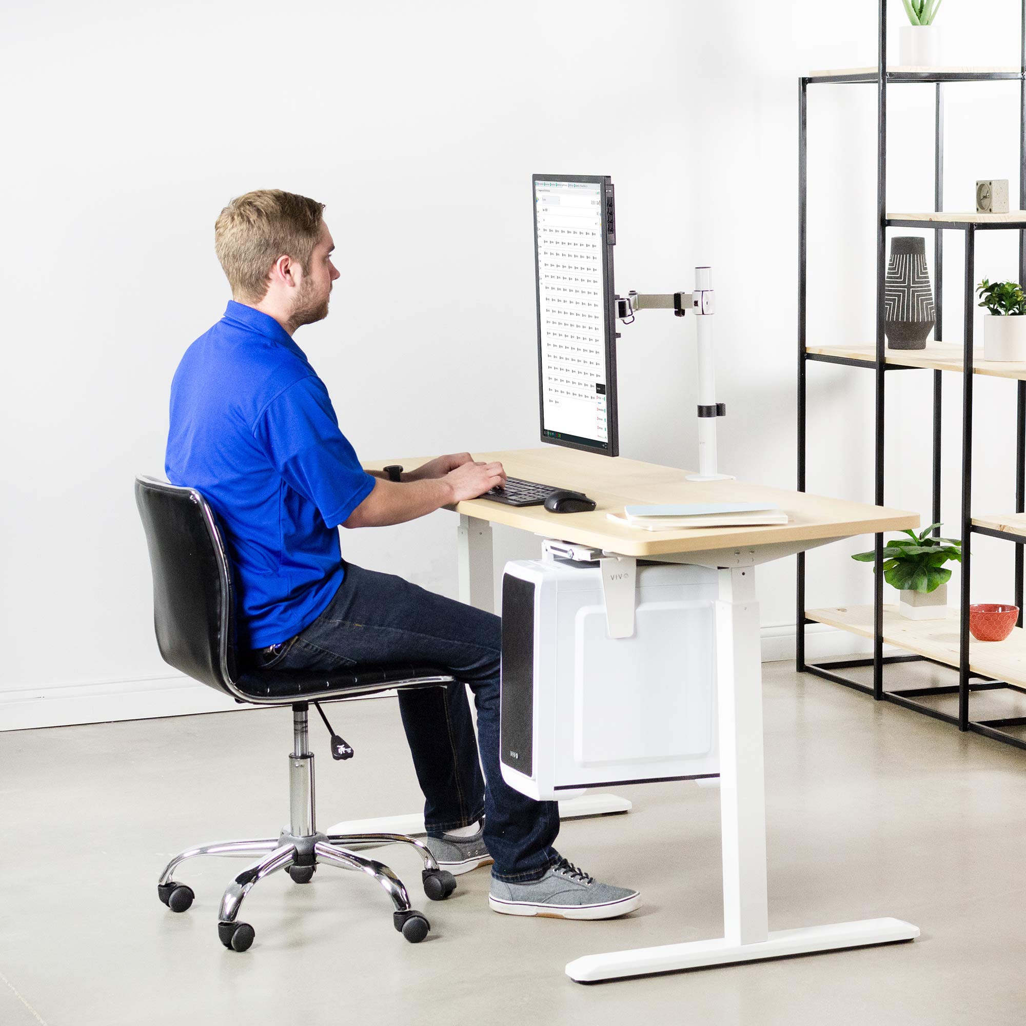 Single Monitor Arm Desk Mount, Holds Screens up to 32 inch Regular and 38 inch Ultrawide, Fully Adjustable Stand with C-Clamp and Grommet Base, VESA 75x75mm or 100x100mm, White, STAND-V001W