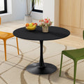 Sybrioka 42" Tulip Table for 4-6 Persons Modern Round Dining Room Table, Mid-Century Modern Black Small Kitchen Table with MDF Wooden Top, Leisure Coffee Table for Living Room, Dining Room, Office