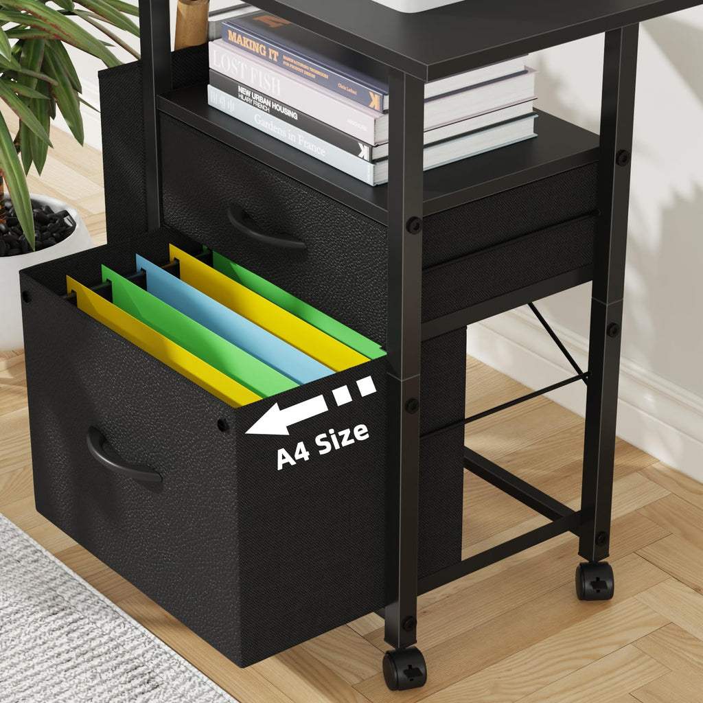 2 Drawer File Cabinet 24''W, Mobile Filing Cabinet, Printer Stand