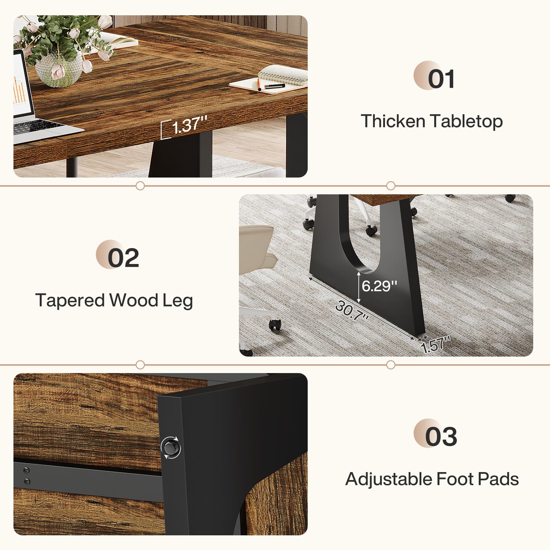 70.86" Rectangular Conference Table for 6-8 (Dark Brown)