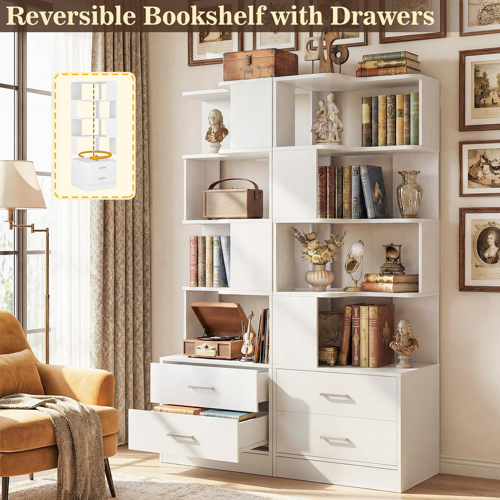 Corner Book Shelf with Drawers, Small Corner Shelf with Drawers