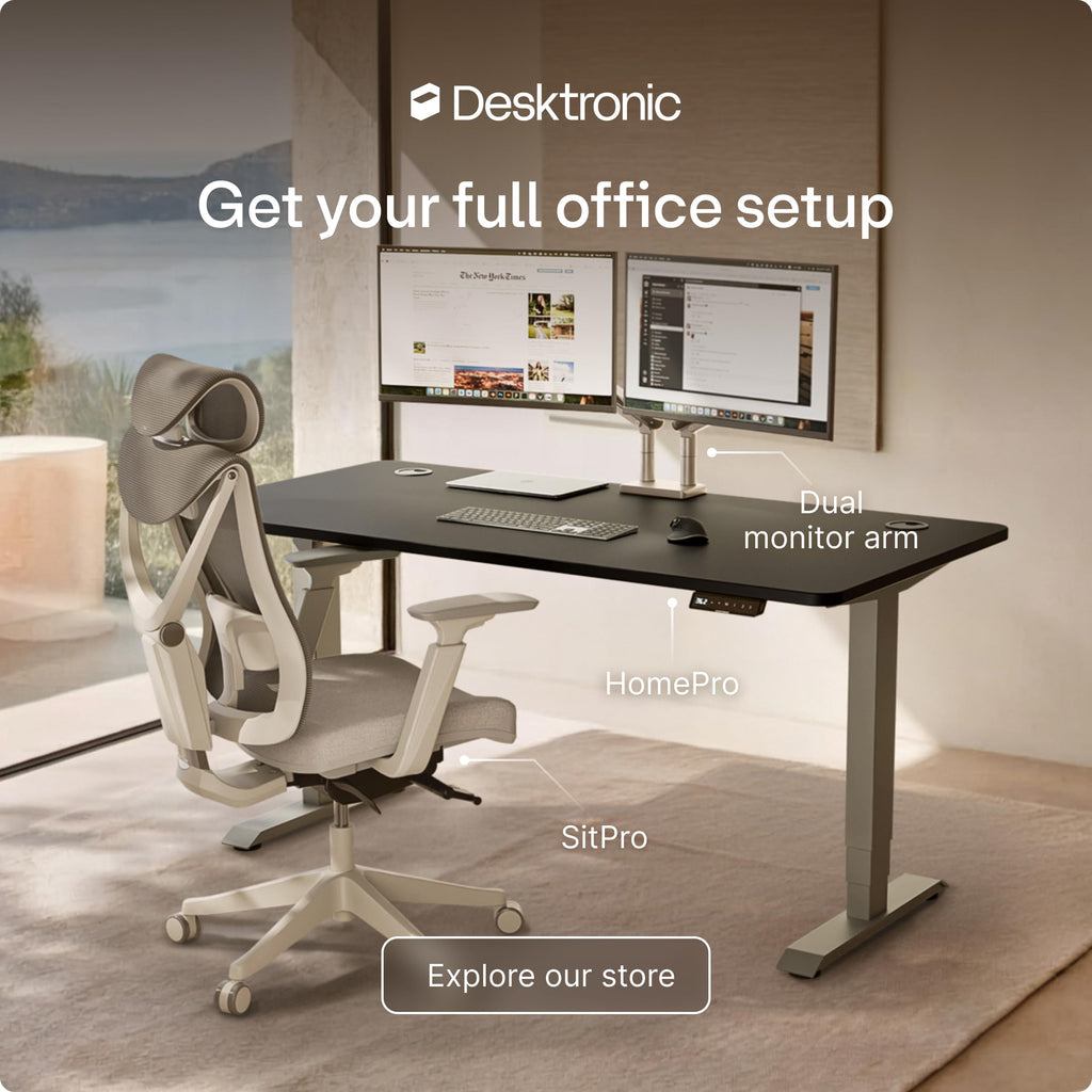 Standing Desk 48x24 — Made in Europe, Ergonomic Sit Stand Home Office Desk, Electric Height Adjustable, Dual Motor, USB & USB-C Charging, Wobble-Free, Touchscreen, 3 Memory Presets