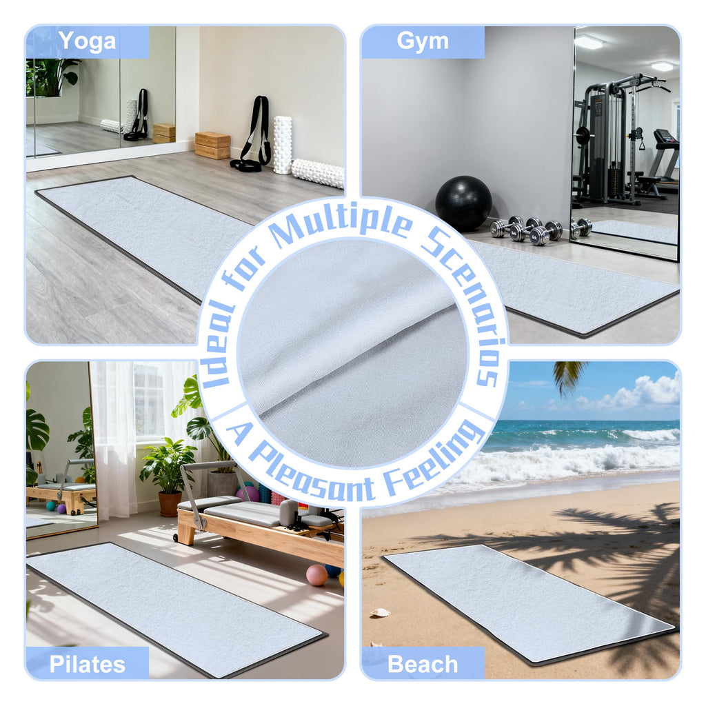 Yoga Towel,Ultra-Absorbent Yoga Mat Towel for Hot Yoga Towel Non Slip,Featuring Ultra-Stylish Prints,Ideal for Workouts,Hot Yoga, Bikram,Pilates Equipment,72 x 27 in,Grey