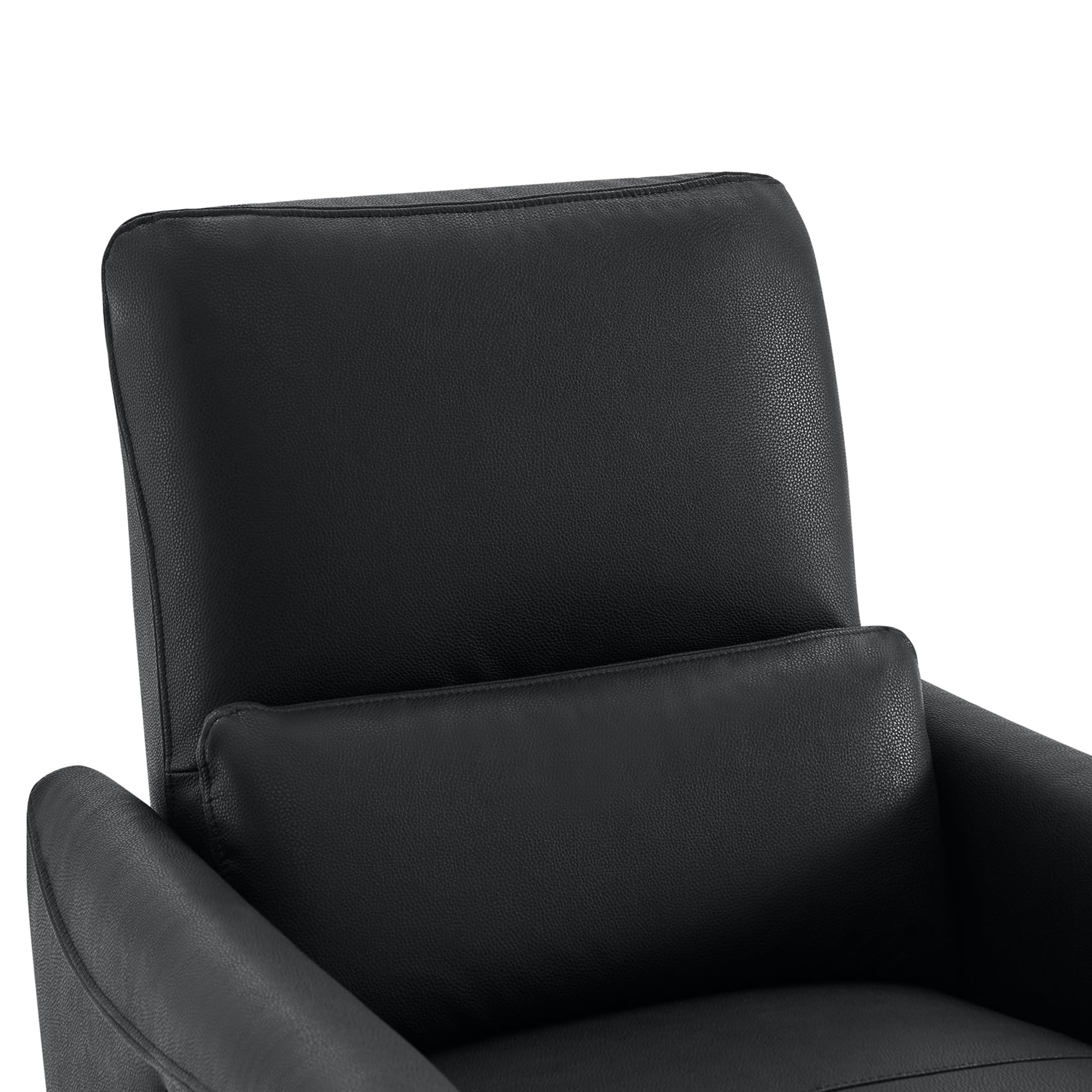 Power Recliner Chair Swivel Glider, FSC Certified Upholstered Faux Leather Living Room Nursery Reclining Sofa Chair with Lumbar Support, Black