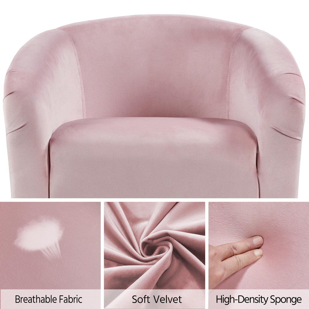 Accent Barrel Chair, Boucle Fabric Club Chair, Furry Sherpa Elegant Armchair with Cozy Soft Padded, Suitable for Living Room Bedroom Reception Room Office, Pink