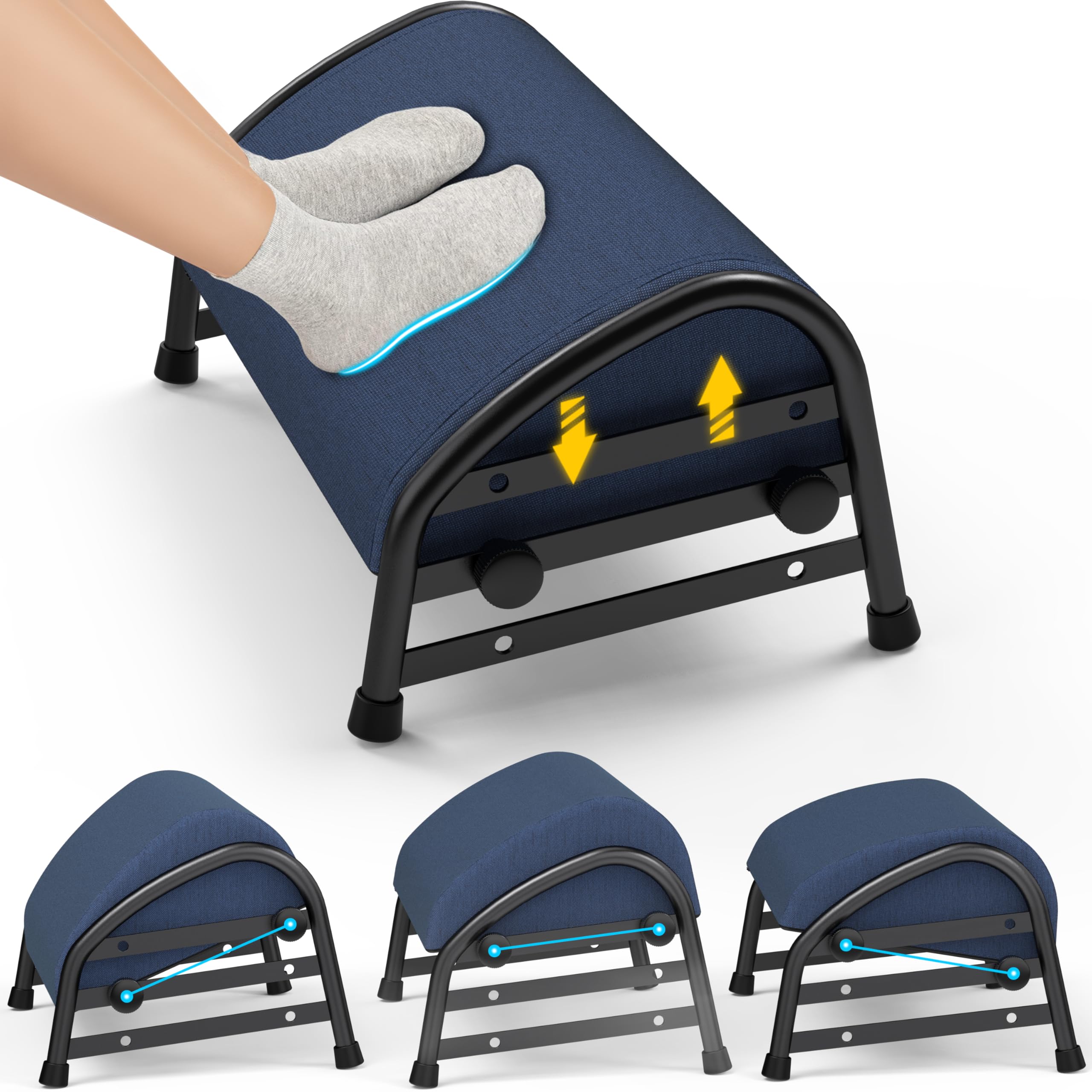 Adjustable Foot Rest for Under Desk at Work, Ergonomic Foot Stools with 7 Positions, Elevated Cushion Under Desk Footrest with Metal Frame, Leg Rest Used for Home, Car, PC Gaming Accessories