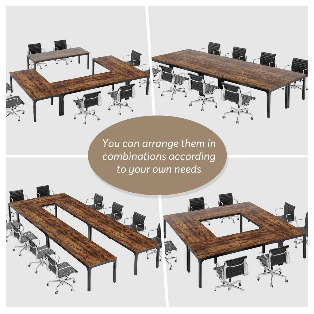6.5 FT Conference Room Table, 78.74" W x 27.56" D Large Office Conference Table, Modern Seminar Meeting Table Desk for Boardroom, Meeting Room (1, Rustic Brown)