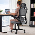 Office Chair Ergonomic Desk Chair, 330 LBS Home Mesh Office Desk Chairs with Wheels, Comfortable Gaming Chairs (Black Grey)