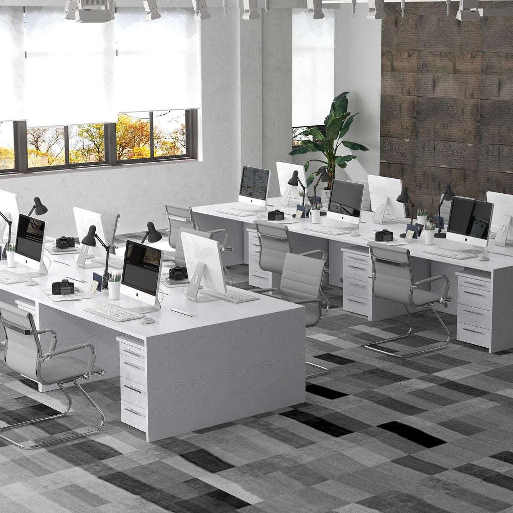 Conference Room Chairs Set of 2, Waiting Room Chairs with Arms, Faux Leather Reception Chairs No Wheels, Office Guest Chairs with Mid Back Support and Chrome Sled Base, Grey