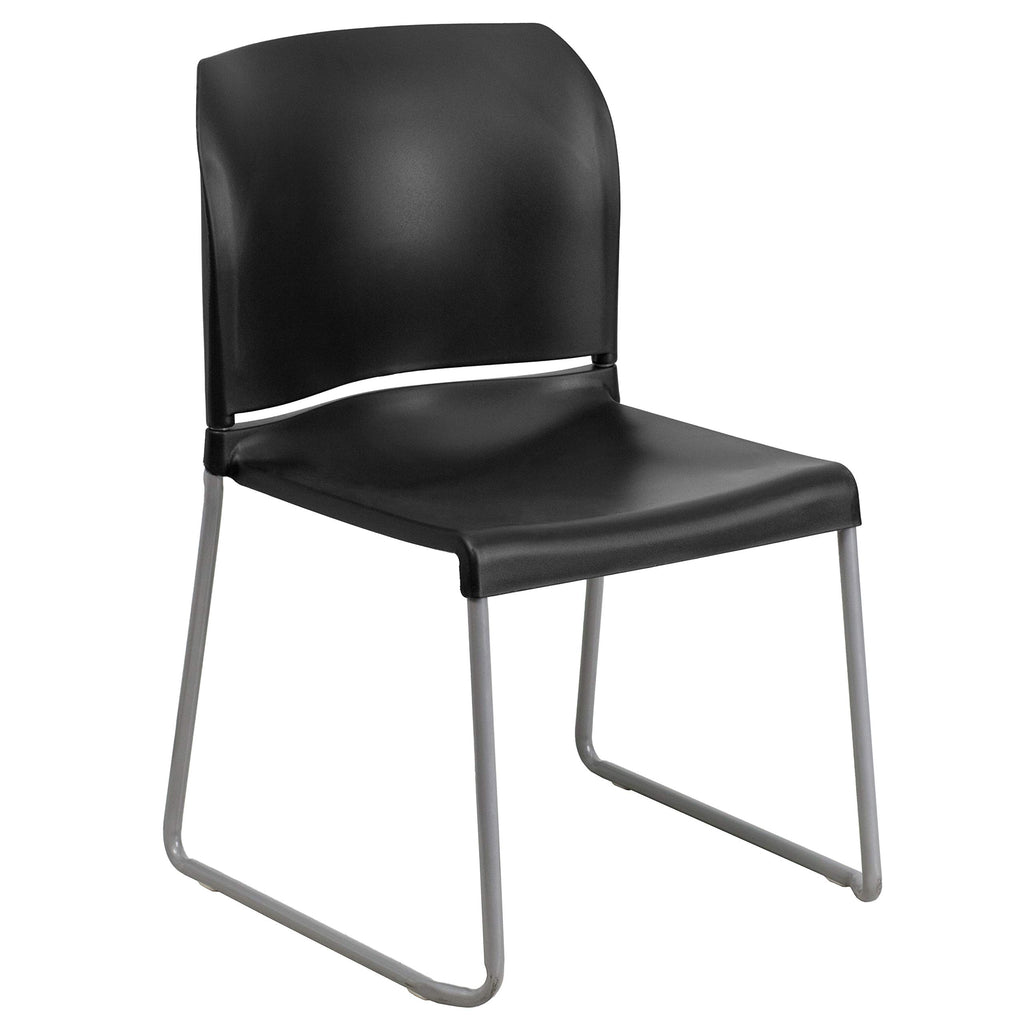 Set of 5, Hercules Series Contoured Stacking Chairs for Waiting Rooms and Offices, Ergonomic Lobby Chairs with Curved Back, Black