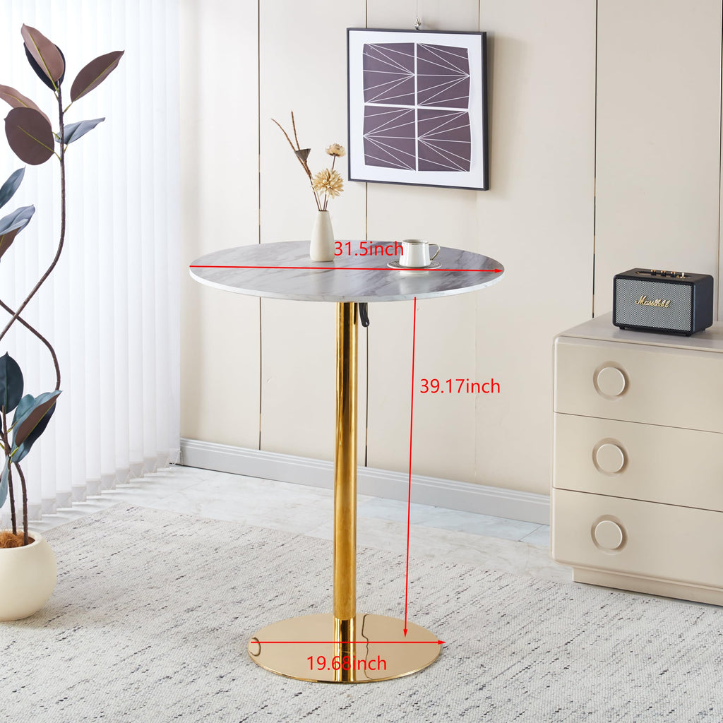 31.5" Round Tulip Dining Table, Mid-Century Tulip Table Kitchen Tulip Dining Table 2 People with Faux Marble Table Top & Metal Base for Office Living Room