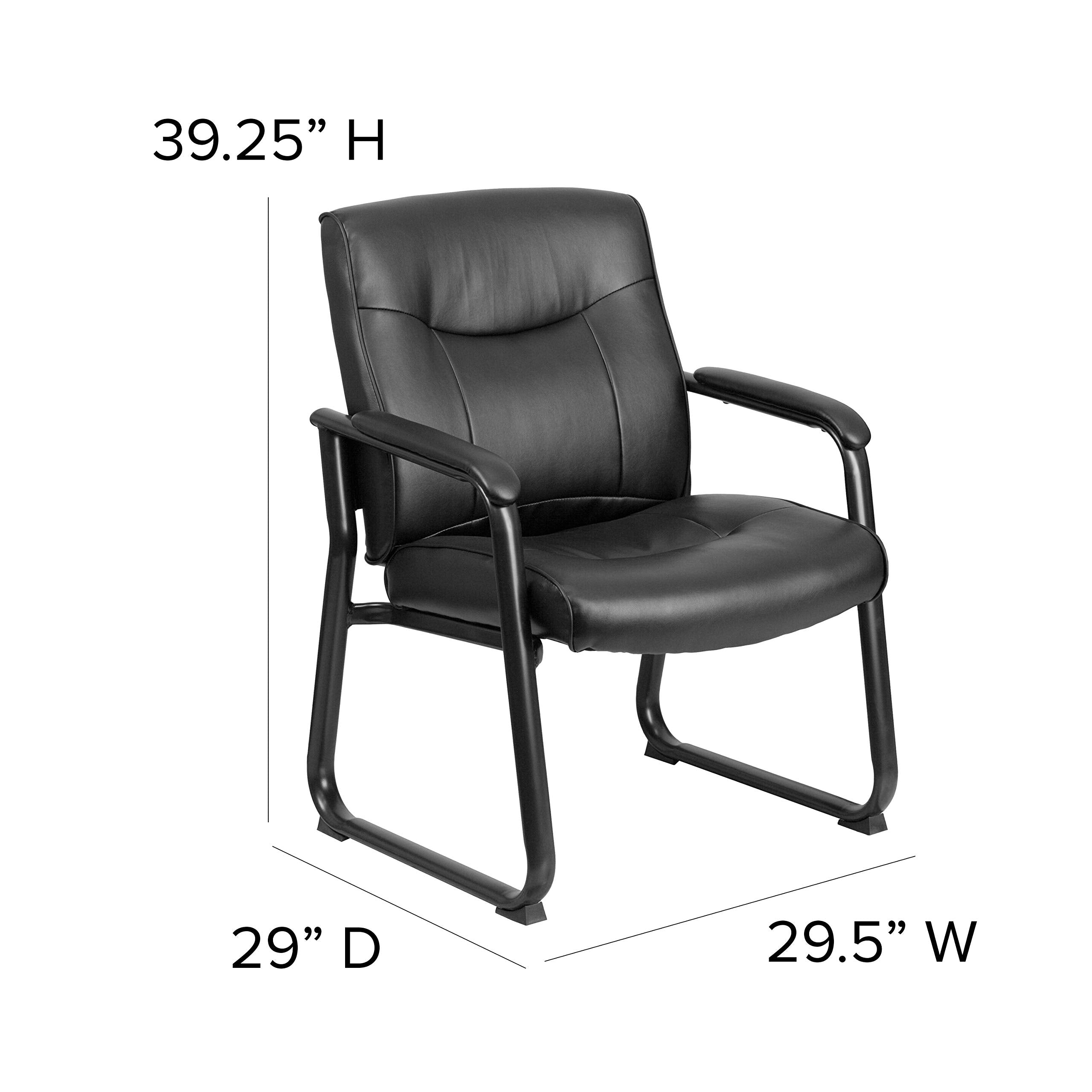 Hercules Series Big & Tall Leather Soft Executive Side Reception Chair, Padded Lobby Chair with 500-lb. Static Weight Capacity, Black