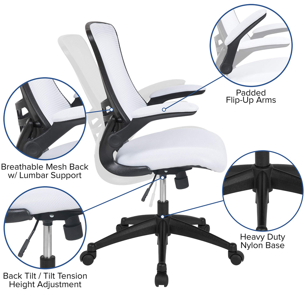Office Chair, Ergonomic, Mid-Back, Black Mesh with Swivel