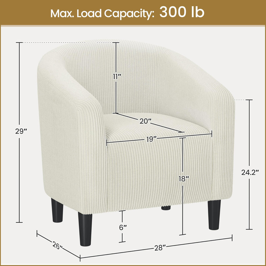 Accent Barrel Chair, Corduroy Fabric Club Chair, Furry Sherpa Elegant Armchair with Cozy Soft Padded, Suitable for Living Room Bedroom Reception Room Office, Beige