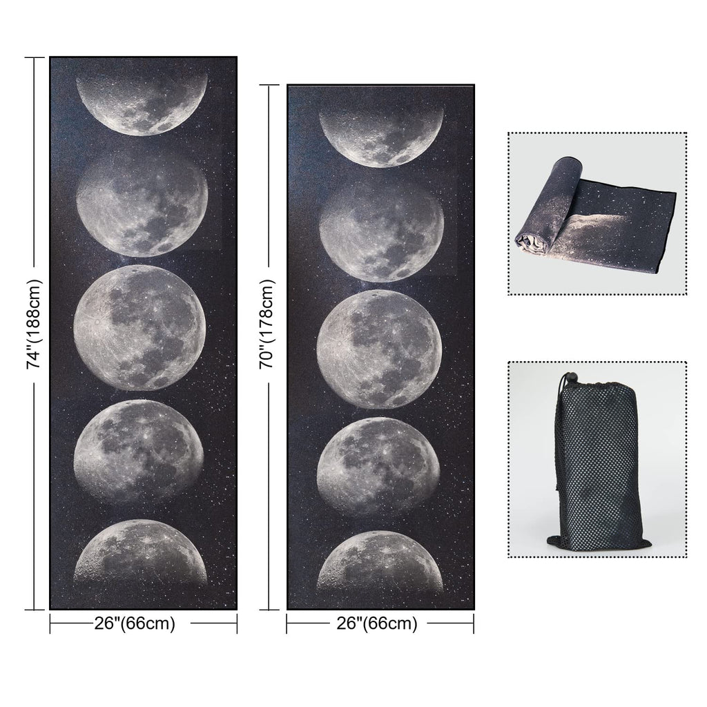 Non Slip Hot Yoga Towel, 70"x26", Moon Cycle
