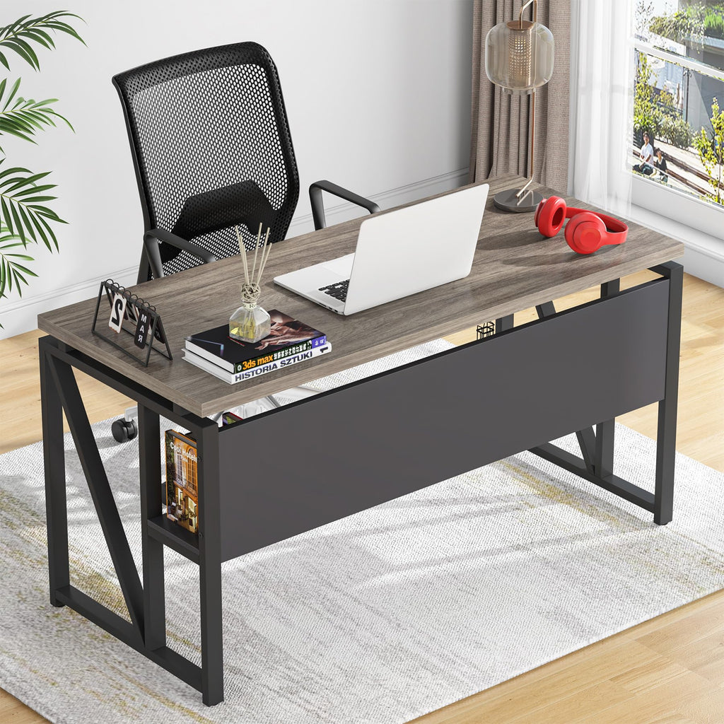 55" L Shaped Computer Desk and lateral File Cabinet with Locks, 2 Piece Home Office Furniture Set for Hanging