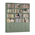 71" Tall Triple Wide Bookshelf with Storage Drawers & Doors, Green