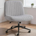 Criss Cross Chair,Cross Legged Office Seat with Wheels Armless Swivel Vanity Chair,Height Adjustable Wide Computer Task Seating for Home Office,Grey ﻿