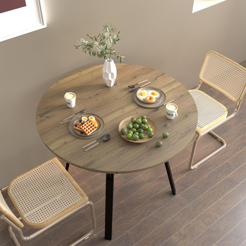 35.4 Inch Round Tulip Dining Table, Small Circle Kitchen Table with Metal Black Legs for 2-4 People,Modern Dining Room Table