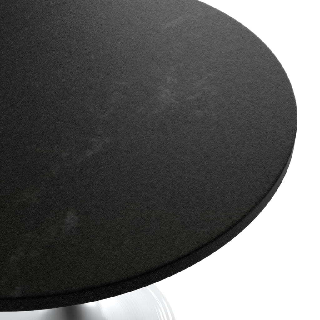 Verve Mid-Century Modern 36 Inch Round Dining Table, MDF Wood Tabletop with White Steel Pedestal Base, Contemporary Kitchen & Dining Room Table, for Small Spaces (Black)
