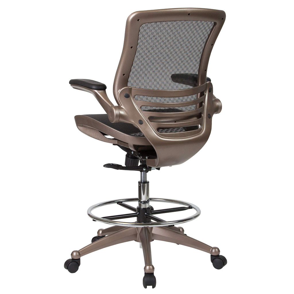 Mid-Back Swivel Office Chair with Adjustable Foot Ring and Seat Height, Ergonomic Mesh Chair with Armrests, Black/Gold