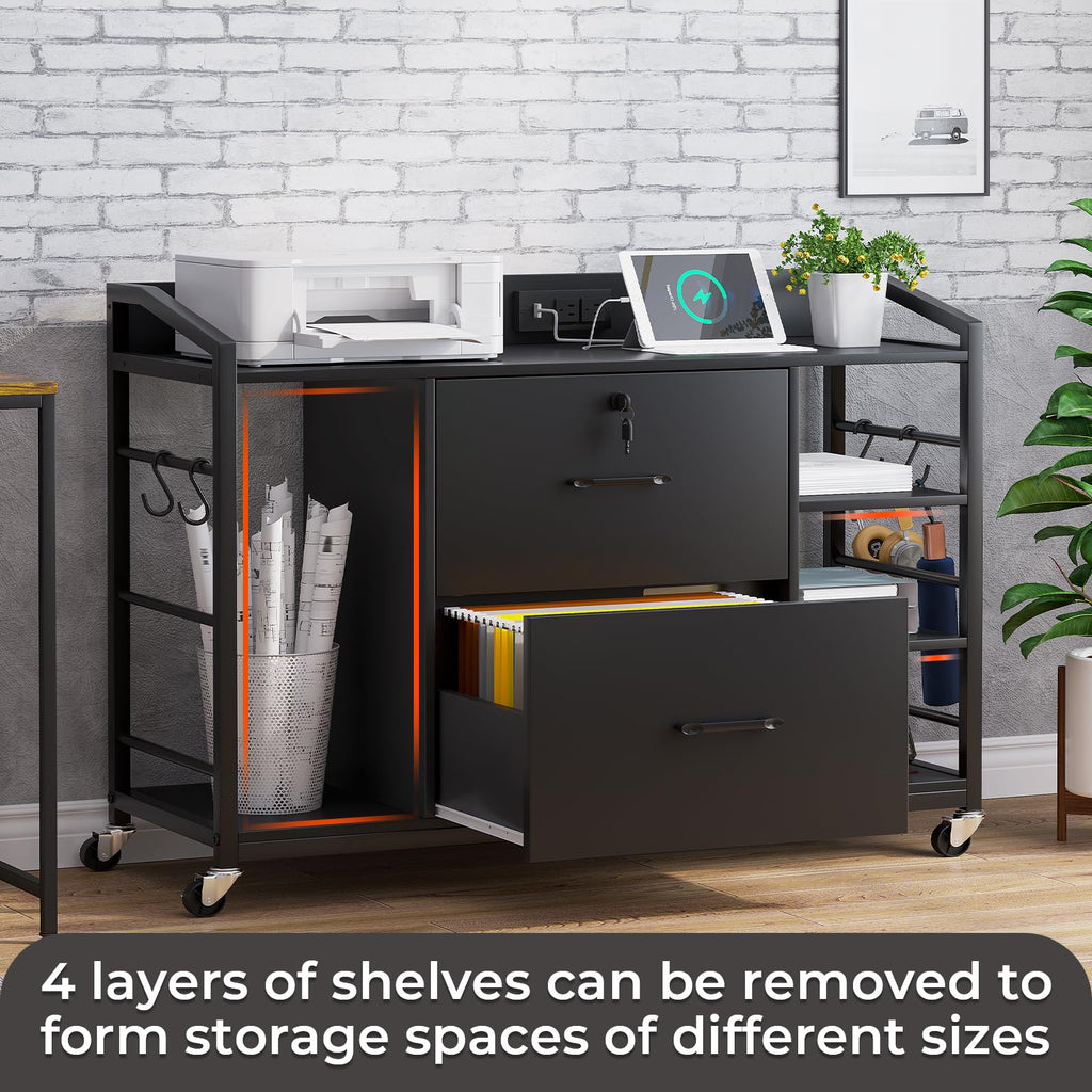 44" File Cabinet with Lock, Filing Cabinet fits Legal/Letter Size