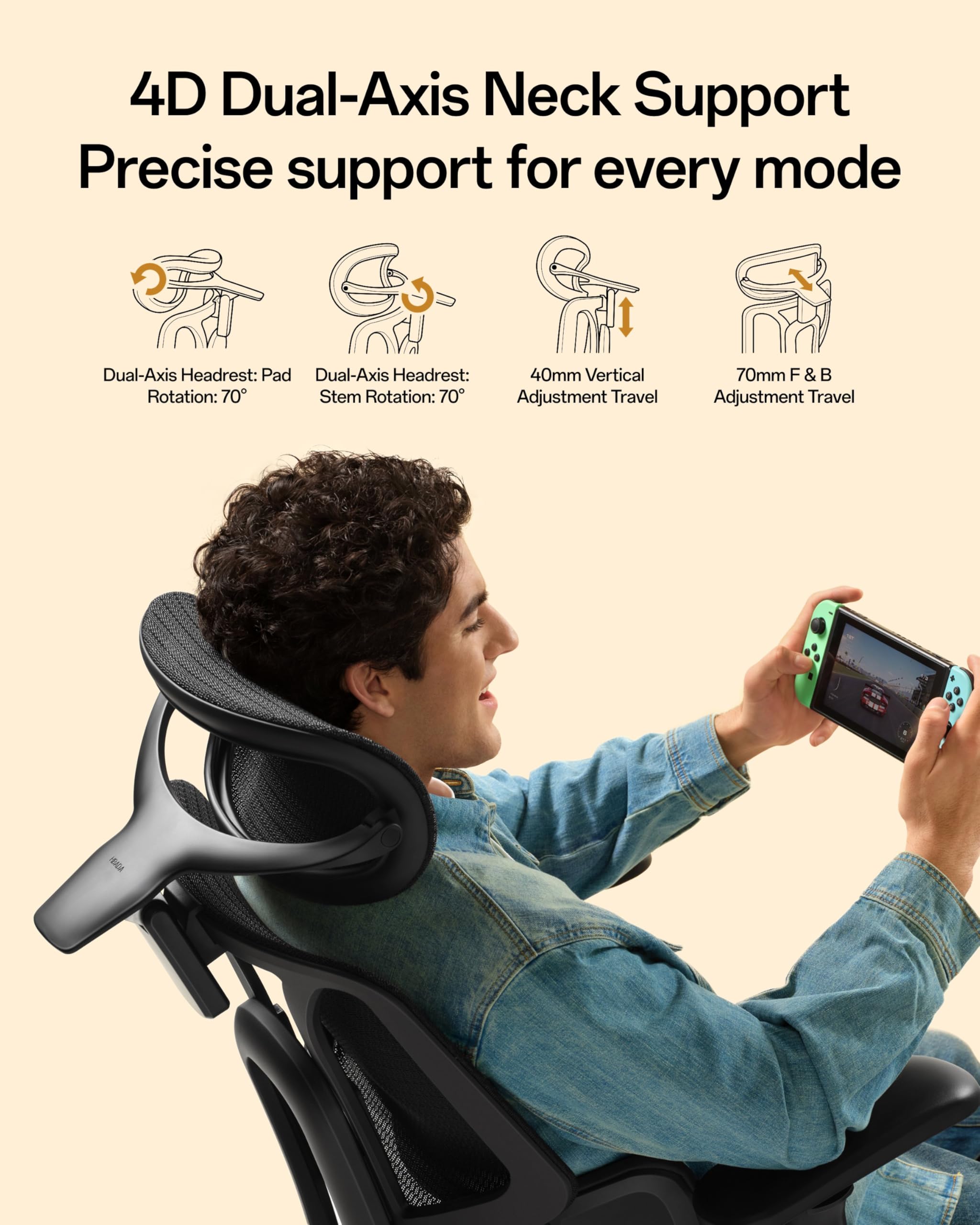 E3 Air 2026 Ergonomic Office Chair, 3-Zone Lumbar Support, Comfy Home Office Chair with Auto Recline, 4D Headrest & Armrests, 140° Tilt for Work & Relax with Footrest, Black with Footrest