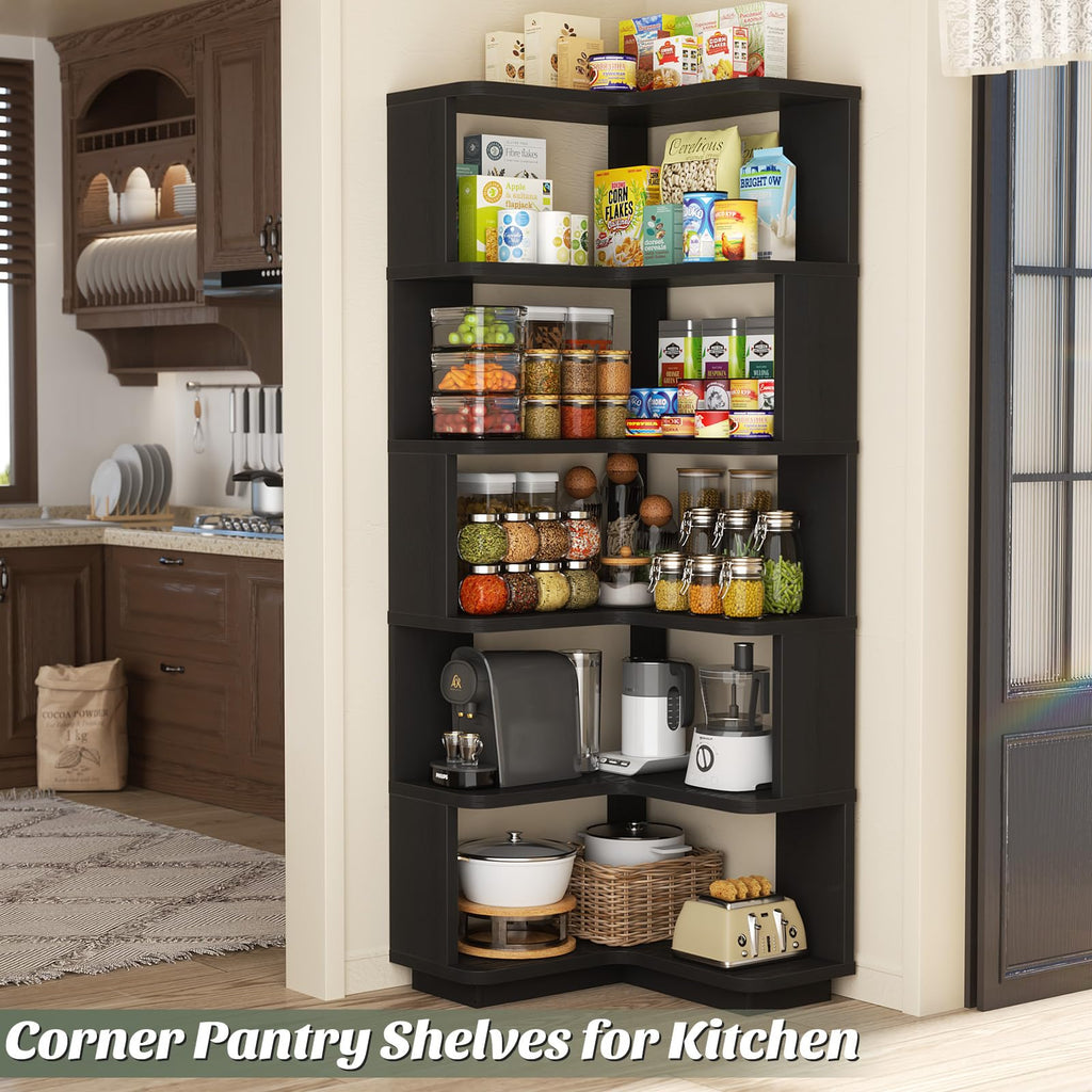 Corner Book Shelf, 6-Shelf L Shaped Corner Bookshelf with Baffle