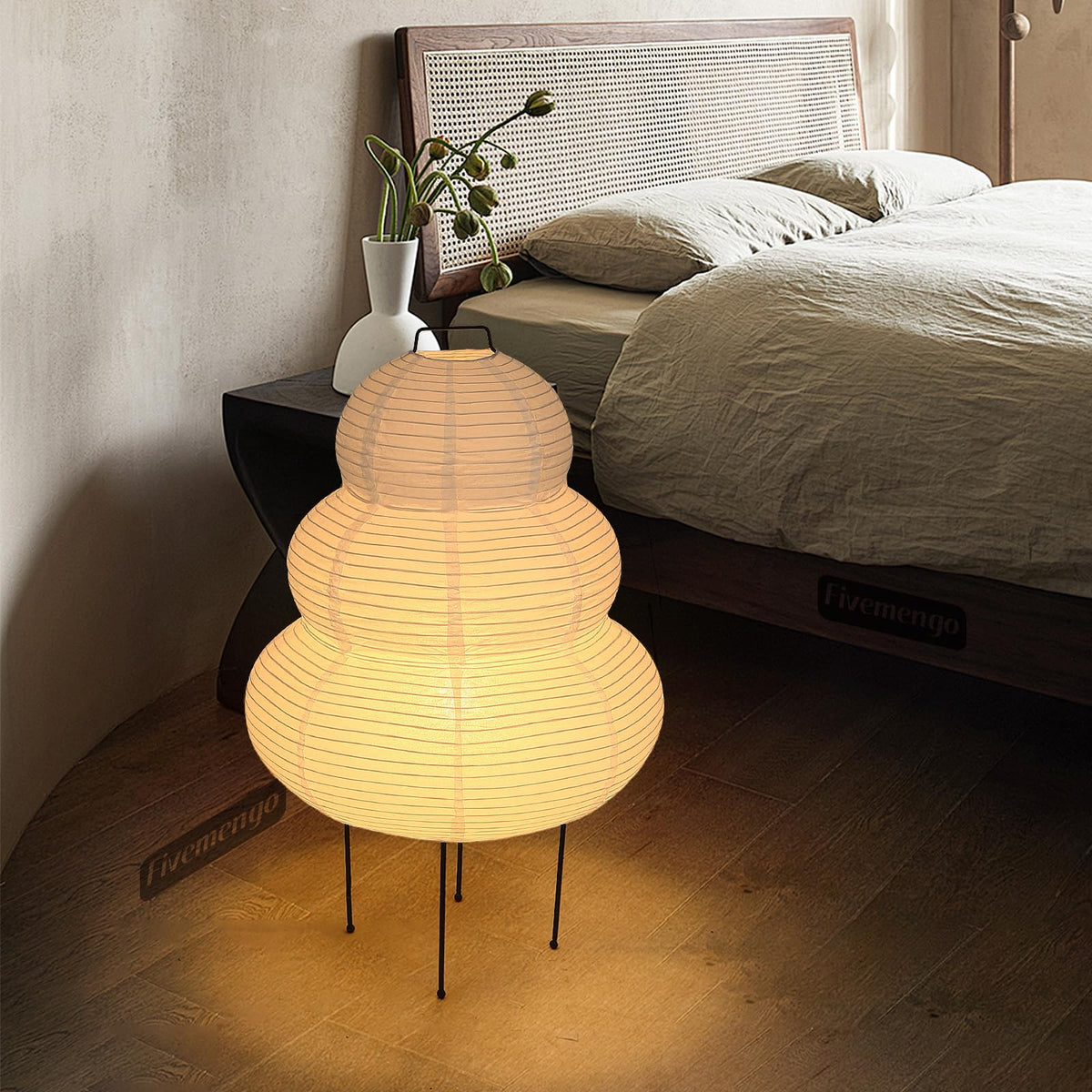Paper Lamp Floor Lamp, White Paper Lantern Lights with 3CCT Bulb