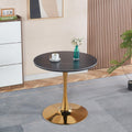 31.5" Round Tulip Dining Table, Mid-Century Tulip Table Kitchen Tulip Dining Table 2 People with Faux Marble Table Top & Metal Base for Office Living Room