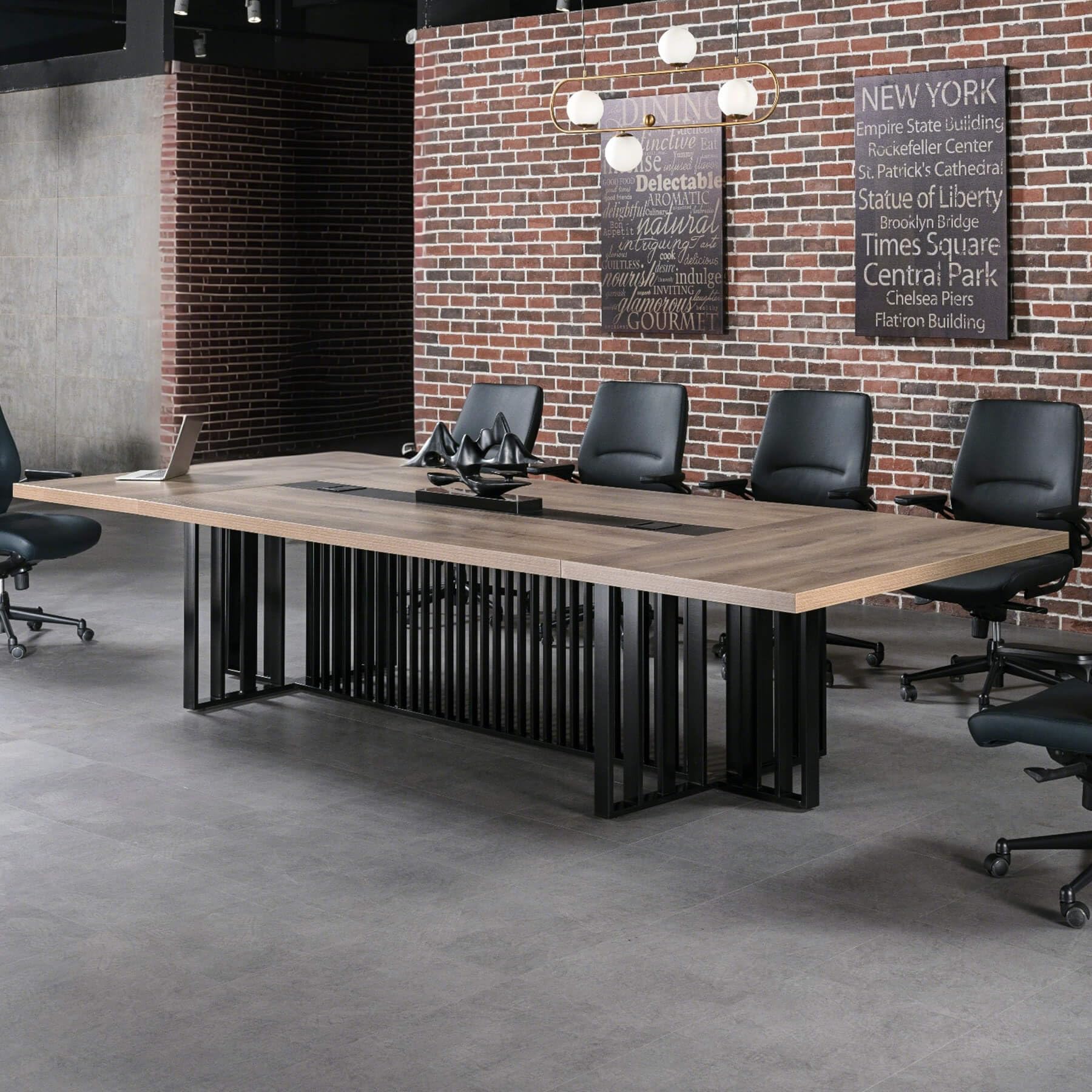 12ft Large Conference Table - 2" Thick Top & Metal Grid Base | Easy Assembly | Cable Management | Commercial Office Desk, Modern Executive Meeting Table for Office (10-20 People)