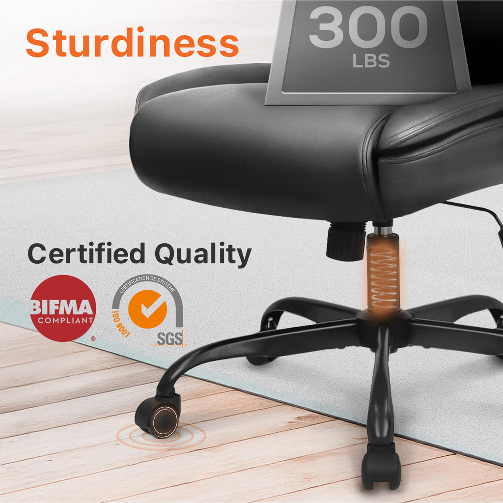 Office Desk Gaming Computer Home Chair Ergonomic Executive High Back Support Flip-up Arms Adjustable Height Swivel Rolling Wheels Comfy PU Leather (Black)