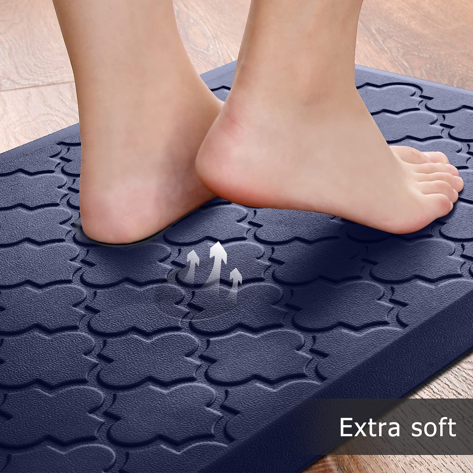 Mat [2 PCS] Cushioned Anti-Fatigue Floor Mat Water Resistant Non-Skid Kitchen Mats and Rugs Ergonomic Comfort Foam Kitchen Rugs Standing Mat for Floor Office Sink (Blue,20"x30"+20"x47")